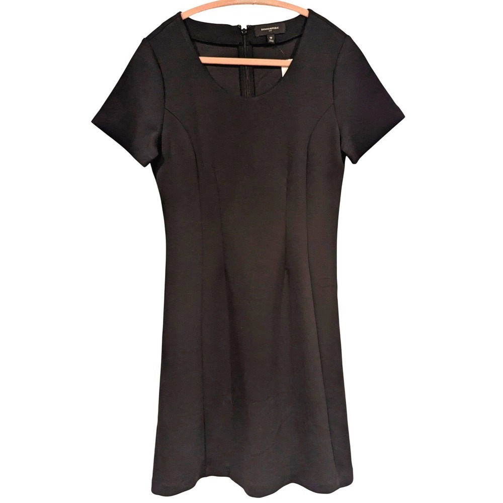 Banana Republic Womens Black Short Sleeve Sheath Ponte Dress Sz M Officewear NWT - Picture 2 of 7